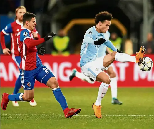  ?? — Reuters ?? Lucky: Manchester City’s Leroy Sane’s (right) return to the team came well ahead of schedule.