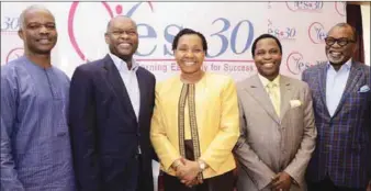  ??  ?? L-R : Faculty Member, Economics, Lagos Business School, Prof. Doyin Salami; Chairman, Nigerian Economic Summit Group, Mr. Kyari Bukar; founder Yesto30, Mrs. Wonuola Adetayo; President Yesto30, Mr. Tokunbo Adetayo; and Chairman Moving Media Ltd., Mr....