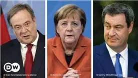  ??  ?? Armin Laschet, Angela Merkel, Markus Söder (von links)