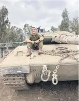  ?? Pictures: Instagram ?? COMBAT MODE. These images from Leroi Taljaard’s Instagram page show the young man posing on an army tank and speaking to the camera in a war zone.