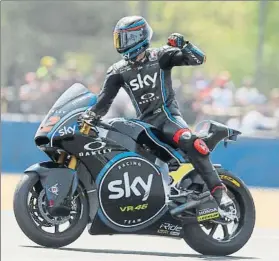  ?? FOTO: AP ?? Bagnaia sumó su tercer triunfo tras las cinco primeras carreras y refuerza su liderato