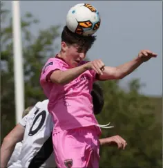  ??  ?? Seán O’Brien-Murphy of Wexford wins this ball in the air.