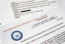  ?? Jon Elswick / Associated Press ?? A declassifi­ed document shows the names of Obama officials who made requests for unmasking Michael Flynn’s name.