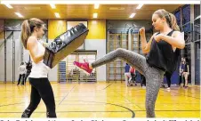  ??  ?? Beim Training geht’s zur Sache: Die jungen Damen sind mit Eifer dabei