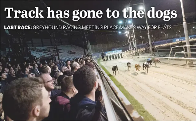  ?? Pictures: AFP ?? A DOG’S LIFE. Racegoers watch the track during an evening of greyhound racing in south London. Today will see the final day of racing at the Wimbledon dog track, which will be demolished to make way for a new stadium for AFC Wimbledon. The closure will...