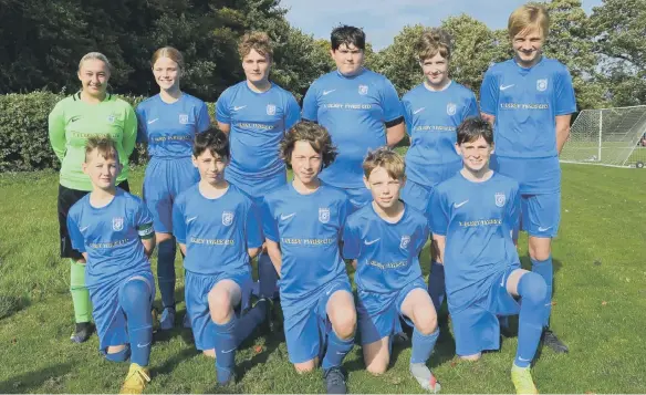  ?? ?? Heslerton Under-14s Hedgehogs line up in their kit supplied by Terry Elsey Tyres of Malton PHOTO BY CHERIE ALLARDICE