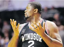  ?? MIKE HENSEN ?? Windsor Express De’Andre Thomas was at his best Sunday with 23 points as the Express made it five straight wins in NBL action. The Express beat the Kitchen-Waterloo Titans 93-89.