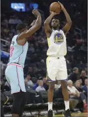  ?? JEFF CHIU — THE ASSOCIATED PRESS ?? Coach Steve Kerr believes the time Andrew Wiggins gets with the Warriors the rest of the season will help.