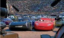  ??  ?? Lightning McQueen faces a new threat to his domination of the Piston Cup from a new generation of racers, including Armie Hammer’s character, Jackson Storm.