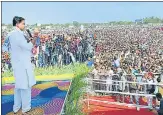  ?? HT PHOTO ?? Tonk MLA and former deputy CM Sachin Pilot addresses a kisan mahapancha­yat held in Rajasthan on Friday.