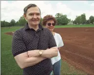  ?? New York Daily News via Getty Images ?? Baseball pitching legend from the 1960’s, Steve Dalkowski with his sister, Patti Cain, at Walnut Hill Park in New Britain.