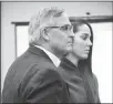  ?? DALE G. YOUNG / DETROIT NEWS VIA AP ?? Kassie Powell, a former Michigan State pole vaulter, appears in court Friday with her father Doug Powell, as she makes her victim impact statement against disgraced sports doctor Larry