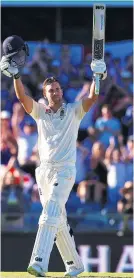  ?? PHOTO: GETTY IMAGES ?? Dawid Malan salutes the crowd after scoring a century for England on the first day of the third Ashes test in Perth last night.