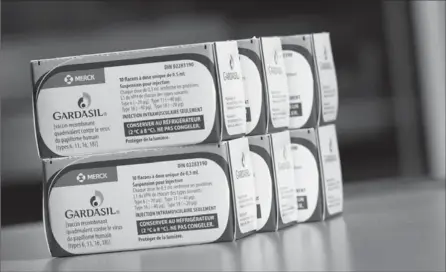  ?? BARRY GRAY, THE HAMILTON SPECTATOR ?? The HPV vaccine Gardasil. The fact that Canada’s territorie­s do not offer the HPV vaccine to boys is unjust, the authors argue.