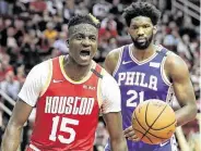  ?? Steve Gonzales / Staff photograph­er ?? Clint Capela, nursing a heel issue, is one of the Rockets who will benefit from four straight off days.