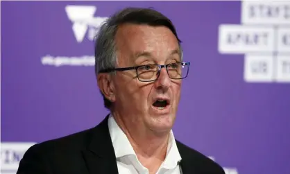  ?? Photograph:Daniel Pockett/Getty Images ?? Victorian health minister Martin Foley speaks to the media on Tuesday. He said there was currently no evidence anyone was infected by incorrect usage of blood glucose test devices on more than 200 hotel quarantine guests.