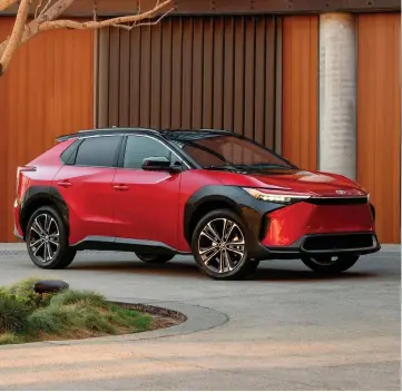  ?? ?? Pictured here is the current generation Toyota bZ4X sold in overseas markets. South Africa will receive a revised version in 2025