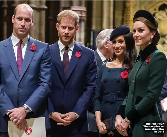  ??  ?? The Fab Four: The couples on Armistice Day in 2018