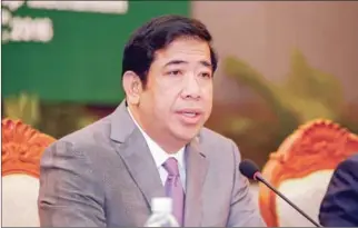  ?? HENG CHIVOAN ?? Tax Department head Kong Vibol speaks at a meeting in Phnom Penh in 2016. An Australian MP wants sanctions imposed on several top brass of the Cambodian government.