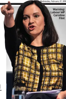  ??  ?? Warning: Labour MP Caroline Flint