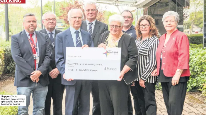  ??  ?? Support Shotts Highland Games receive sponsorshi­p from North Lanarkshir­e Council