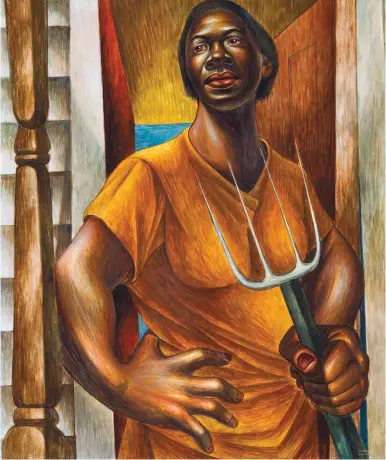  ??  ?? Charles White (1918-1979), Our Land, 1951. Egg tempera on panel, 24 x 20 in., signed and dated lower right. Private Collection. © The Charles White Archives Inc.