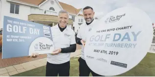  ??  ?? 0 Kris Boyd, right, with Graeme Souness at Boyd’s golf day at Turnberry yesterday.