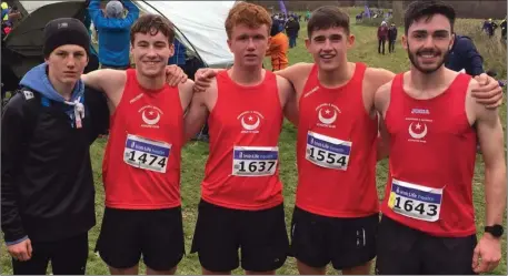  ??  ?? Taking part in the National Junior Cross-Country Championsh­ips were (l to r) Drogheda & District’s Tadgh Donnelly, Cormac Canning, Robbie Caffrey, James Nolan and Sam O’Neill.