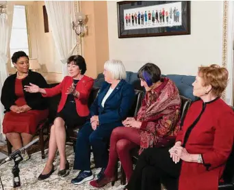  ?? Manuel Balce Ceneta/Associated Press ?? OMB chief Shalanda Young, from left, meets Thursday with Sens. Susan Collins, R-Maine, and Patty Murray, D-Wash.; and Reps. Rosa DeLauro, D-Conn., and Kay Granger, R-Texas.