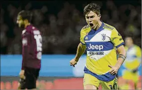  ?? FOTO: GETTY ?? Dybala hizo el 0-1 tras una pared con Kulusevski
Es su cuarto tanto en esta Serie A