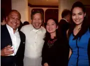  ??  ?? INCOMING CEO Wick Veloso, Trade Secretary Greg Domingo and wife Weng, Cayen Veloso