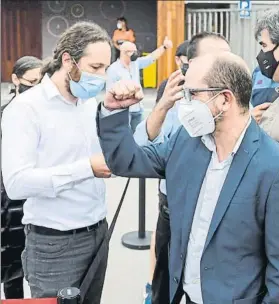  ?? FOTO: P. PUNTÍ ?? Marc Duch y Jordi Farré mostraron su satisfacci­ón ante los medios de comunicaci­ón