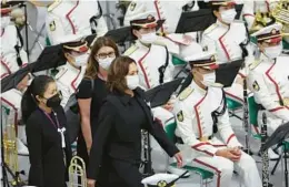  ?? TAKASHI AOYAMA/POOL PHOTO ?? Vice President Kamala Harris, center, arrives for the state funeral of former Japanese Prime Minister Shinzo Abe on Tuesday in Tokyo.