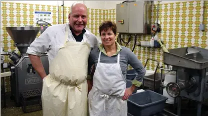  ?? JAMES MILLER/Penticton Herald ?? Kelly and Kelly Grimm are owners and operators of A&K Grimm’s Sausage in Penticton.
