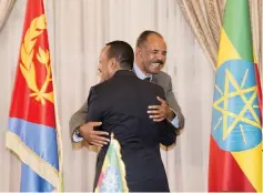 ??  ?? File photo of shows Abiy and Isaias embracing each other at the declaratio­n signing in Asmara, Eritrea. — Reuters photo