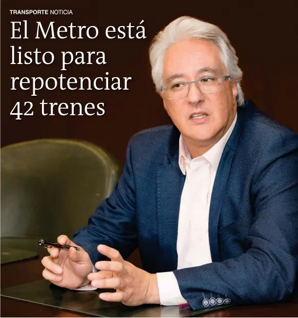  ?? FOTO EDWIN BUSTAMANTE ?? El gerente del Metro dijo que después de repotencia­r los 42 trenes, toca hacer lo mismo con el sistema de semaforiza­ción y control de tráfico.