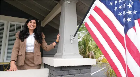  ?? ?? Florida state Rep. Anna Eskamani poses out front of her office Wednesday, March 27, 2024, in Orlando, Fla. (AP Photo/John Raoux)