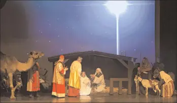  ??  ?? A live nativity presentati­on, above, and a visit from Santa and Mrs. Claus, right, are among the highlights of the annual Stadium Theatre Christmas Spectacula­r, to be held Saturday, Dec. 2, at 7:30 p.m. at the Stadium Theatre in Woonsocket.