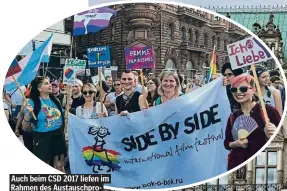  ??  ?? Auch beim CSD 2017 liefen im Rahmen des Austauschp­rogramms Jugendlich­e aus Russland mit dem LSVD mit.