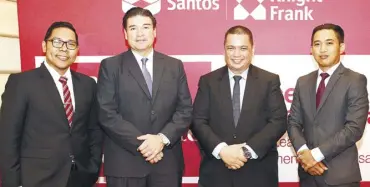  ??  ?? In the REIT company: Rick Santos (second from left), with his team members Kash Salvador, Jan Custodio, and Ian Perez, unveils the Philippine­s’ next real estate growth areas at a media conference.