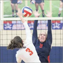  ?? / Scott Herpst ?? Heritage’s Macie Stephens looks to get a hand on a kill attempt by Lafayette’s Sarah Ray. The Lady Generals won the Region 6- AAAA matchup last week in Boynton. Ridgeland’s Justice Devlin tries to hit a shot past LFO’S Miyah Foster during last week’s match.