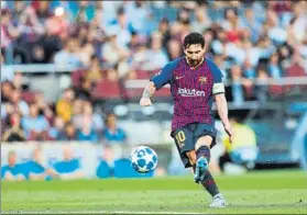  ?? FOTO: EFE ?? Messi ya lleva dos goles de falta directa: ante el Alvés y contra el PSV