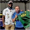  ??  ?? BELOW
Springbok captain Siya Kolisi came to support fellow athletes at the track