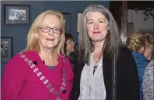  ??  ?? Mayor of Sligo Municipal District, Rosaleen O’Grady who opened the Rún exhibition with chair of the Hyde Bridge Art Gallery committee, artist Nuala Clarke.