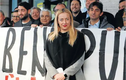  ?? /Reuters ?? Symptomati­c: Leader of the far-right Brothers of Italy party Giorgia Meloni poses during a political rally in Rome, Italy, on January 23.