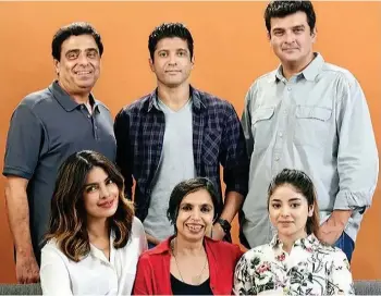  ??  ?? Priyanka with Shonali Bose, Zaira Wasim, Ronnie Screwvala, Farhan Akhtar and Siddharth Roy Kapur