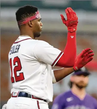  ?? D. ROSS CAMERON/AP ?? Hard-hitting Jorge Soler, who has 10 home runs and 22 RBIS in 43 games with the Braves, started the three-game series with Arizona on Monday batting in the leadoff position.