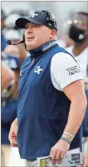  ?? AP - Michael Dwyer ?? Georgia Tech coach Geoff Collins watches from the sideline last week during the Yellow Jackets’ loss at Boston College.