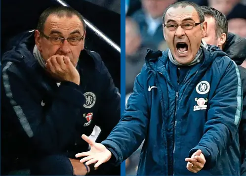  ?? PA GETTY IMAGES ?? Shocking: Sarri just can’t believe his side’s start Exasperati­on: it’s all too much for Maurizio