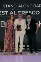  ?? ?? AD Singh bags the award for Best Al Fresco Bar for Olive Mumbai.